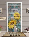 Sunflowers Magnetic Screen Door, Vintage Sunflowers on Shabby Wood Hands Free Screen Mesh Size 38'' x 83'', Reinforce Heavy Duty Mesh Screen Doors for Patio/Front/Sliding Door