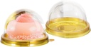 NUOBESTY Clear Dome Box, 100pcs Golden Tray Round Plastic Cupcake Holders Plastic Egg-Yolk Puff Mooncake Packing Box Container Mooncake Dome Boxes