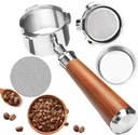 54mm Coffee Bottomless Portafilter, Compatible with Breville Barista Bes 870/878/880/876/840/810/500/450 Replacement Parts Bottomless Portafilter(Pear wood color)