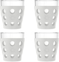 Lifefactory 10-Ounce Beverage Glasses with Protective Silicone Sleeves, 4-Pack, Stone Gray