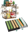EsLuker.ly 2 Tier Coffee Bar Organizer and K Cup Coffee Pod Holder Organizer Drawer Insert for Counter