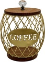 Coffee Pod Holder Organizer Cup Large Capacity with Wood Base Capsule Storage Basket Coffee Pod Storage for Kitchen, Gold