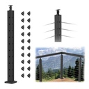 BLIKA 36" Cable Railing Corner Post(Post 35"x2"x2"), Stainless Steel Adjustable Top Corner Post, 90 Degree Corner Deck Posts, Top Mount Matte Black Cable Railing System Corner Post, BL01-CP