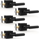 Pribrico Matte Black Knurled Passage Door Handle, Keyless Square Door Lever for Closet and Hallway, Heavy Duty Non-Locking Door Handle Set,5Pack