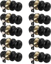 Probrico 10 Pack Round Privacy Door Knob(Thumb Turn Lock on The Inside), Keyless Doorknobs Interior/Exterior Lockset,Privacy Knobs for Bedroom/Bathroom,Black Modern Design Door Hardware