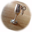 New 1 Sterling Silver 3D 20x7mm Wine Goblet Glass Charm CII3792SEE