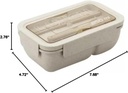 Premium Bento Lunch Box Containers for Adults - Perfect Healthy Portable Food Storage Solution w/Compartments & Chopsticks/Spoon - Ideal Lunchable Box! (Compact beige, 7.68"L x 2.76"W x 4.72"H)