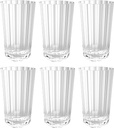 QG 27 fl oz. Acrylic Plastic Iced Tea Cup Diamond Cut Pattern Base Tumbler Set of 6 Clear