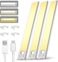 Under Cabinet Lighting 8 inch Rechargeable Battery Operated Motion Sensor Light Wireless Under Counter Lights for Kitchen, Stairs,Hallway (3 Pack)