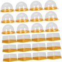 iplusmile 100pcs Plastic Mini Cake Packing Boxes for Egg Yolk Puff and Moon Cake Holder Pet Material Single Compartment Square and Round Yellow Containers for Home Baking and Dessert Shops