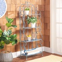 SAFAVIEH Outdoor Collection Tyrique Victorian Mossy Blue Wrought Iron 4-Tier Shelf Unit