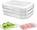 Transparent Plastic Deli Meat Container, Airtight 3 Layer Cold Cut Storage Box with Lid, Stackable Bacon Keeper for Refrigerator Organizer Cheese Ham Salami Lunch Prep Food