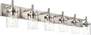 6-Light Bathroom Light Fixtures Over Mirror, Brushed Nickel Wall Sconces Lighting with Clear Glass Shade,Vanity Lights Vintage Farmhouse Vanity Lighting for Bath,Living Room, Kitchen, Bedroom