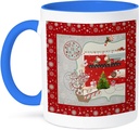 3dRose Image of Two Deer, Ice Skates, Candy Cane, Snoflakes, Christmas 11oz Two-Tone Blue Mug