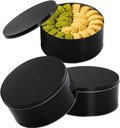 Yopay 3 Pack Cookie Tin with Lid, Round Gift Tin, Black Baking Cake Container for Storing Patisseries, Snack, Chocolate, Easter, Special Occasion, Holidays, 7" Wide by 3.2" Tall