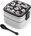 Bento Lunch Box for Women Lunch Containers for Adults Panda Double Layered Lunchbox Large Capacity Bento Box with Cutlery for Work Picnic Camping Travel