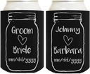 Couples Gifts Mason Jar Coolie With Custom Names and Date 2-Pack Personalized Can Drink Thermocoolers Black
