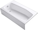 Kohler K-713-0 60" Alcove Soaking Tub with Left Hand Drain White