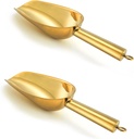 P&P CHEF Mini Scoop Set of 2, Stainless Steel Small Candy Sweet Ice Cube Scoops for Home Bar Buffet Wedding Canisters, Easy Clean & Sturdy, (Gold, 3 Oz)