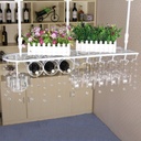 Glass Kitchen Wine Rack Hanging Goblet Wrought Iron Multi-Layer Storage Rack Upside Down White Wine Rack for Wine Cellar Bar Wine Show White 60 * 25cm