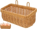 Alipis Hanging Woven Storage Basket for Kitchen Rattan Style Onion Garlic Holder Hooks Rustic Wall Decor for Fruits Eggs and Seasonings Easy Installation