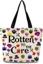 Descendants Tote Bag Reusable Grocery Bags Aesthetic Shopping Shoulder Handbag with Interior Zipper Pocket Stylish Rotten To The Core Present for Tv Show Lovers Women-3