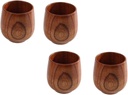 4pcs Natural Wood Beverage Cups Anti-scald Sake and Tea Drinking Mugs Stylish Smooth Finish for Home Office and Use