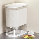 Large Rice Dispenser 22-25Lbs, Cereal Dispenser Rice Container Food Storage Container with Measuring Cup, Cereal Containers Storage Kitchen Storage Household Moisture Proof Holder, White