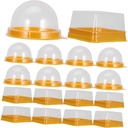 Amosfun 100pcs Mini Plastic Cake Boxes with Transparent Dome Covers for Egg Yolk Puff and Baking Lightweight Multipurpose Baking Packing Containers for Party and Dessert Storage