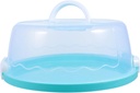 DOITOOL 10 Inch Blue Portable Round Cake Carrier with Handle Cupcake Container Translucent Dome Small for Transporting Cakes Cupcakes Cookies Pies Desserts Box