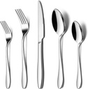 LIANYU Silverware Flatware Set for 8, 40 Piece Stainless Steel Cutlery Set Include Forks Spoons Knives, Eating Utensils for Home Kitchen Restaurant Tableware, Mirror Finish, Dishwasher Safe
