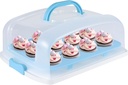 2in1 Cupcake Carrier and Cake Keeper with Lid, Rectangle Pie Carrier,Large Portable Storage Container for Storing 12 Cupcakes or 1 Large Cake (Blue)