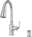 Pfister Rosslyn Kitchen Faucet with Pull Down Sprayer and Soap Dispenser, Single Handle, High Arc, NSF Certified, Polished Chrome Finish, F5297RSSRC