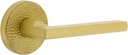 Viaggio CLOMHMMIL_PRV_234_RH Circolo Hammered Right Handed Solid Brass Privacy Door Lever Set with Milano Lever and Circolo Hammered Rosette - 2-3/4" Backset - Satin Brass