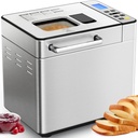 2LB Bread Maker Machine, 25 in 1 Programmable Bread Maker, Bread Machine with Fruits & Nuts Dispenser for Beginner, Breadmaker with Nonstick Ceramic Pan, Gluten-Free, Recipe, Gifts