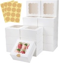 Colovis 30 Pcs White Bakery Boxes with Window, 6 X 6 X 3 Inches, White Paperboard Treat Boxes for Cookies, Pastry, Cookies, Strawberries, Macarons