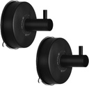 JOMOLA Suction Cup Shower Hooks for Hanging Towel Suction Hook for Inside Shower Stainless Steel Coat Hooks Wall Mounted Kitchen Utensil Stainless Steel, Matte Black, 2PCS