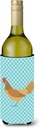 Caroline's Treasures BB8006LITERK Frisian Friesian Chicken Blue Check Wine Bottle Hugger Bottle Cooler Sleeve Hugger Machine Washable Collapsible Insulator Beverage Insulated Holder