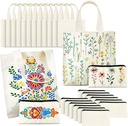 Amylove 12 Pcs Mini Canvas Tote Bag Set Include Small Canvas Bag Blanks Small Pouches with Zipper for Sublimation (10 x 10,Natural Color)