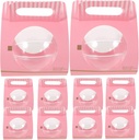10pcs Paper Charcuterie Boxes, Cake Carrier Transparent Take Lid Clear Bag, 6 inches Disposable Food Containers for Candy Shape Shaped Wedding Supplies