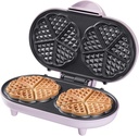 Bestron Double waffle maker for classic heart-shaped waffles, Waffle maker with non-stick coating, Sweet Dreams collection, Color: Pink