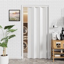 24-36 x 80in Accordion Doors Interior Folding Door, White PVC Accordion Door with Upgraded Roller & Handle & Complete Hardware, for Closet Bathroom Doorways