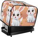 2 Slice Toaster Covers Bread Machine Cover Quilted Dustproof Fingerprint Protectors Small Washable Appliance Cover Cute White Bunnies Bread Maker Dust Protection Universal Size