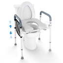 VEVOR Raised Toilet Seat, 7-Position Height Adjustment 19.3" - 25.2", 350lbs Weight Capacity, with Comfort Padded Aluminum Frame, Universal Toilet Seat Riser, for Elderly, Handicap, Pregnant, Medical