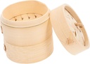 1set Bamboo Steamer Basket Set Reusable Food Steamer for Dumplings Dim Sum and Vegetables Round Design Lid for Healthy Cooking and Easy Cleanup