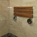 20" Modern Solid Teak Wood Folding Shower Seat Bench Brushed Wall Mounted Shower Bench Bathtub Seat Fold Down Spa Bench