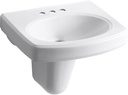 Kohler KOH2035-4-0 Pinoir 18" Wall Mounted Bathroom Sink with 3 Holes Drilled and Overflow White