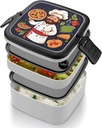 Bento Box Adult Lunch Box Lunchable Food Container with Utensil Chef Pizza Lunchbox Leak-Proof Lunch Containers Double Layer Bento Box for Dining Out Work Picnics Travel