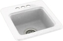 Swanstone BS01515.010-3 3-Hole Solid Surface Bar/Prep Sink, 15" x 15", White