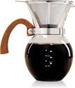 Fino Pour-Over Coffee Maker, Borosilicate Glass and Bamboo Handle, Stainless Steel Filter, 4-Servings, 22-Ounce Capacity